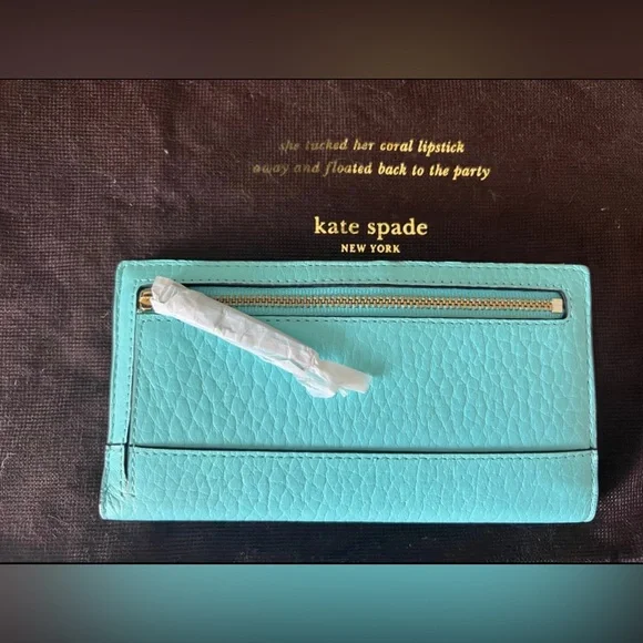 Kate Spade Turquoise Leather Wallet with Dust Bag - Picture 3 of 6